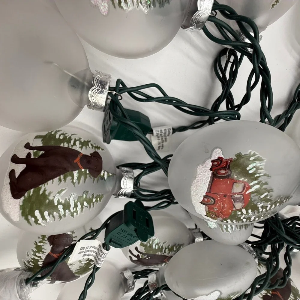 Chocolate Labrador Hand Painted Christmas String Light Red Truck Cardinal Tested